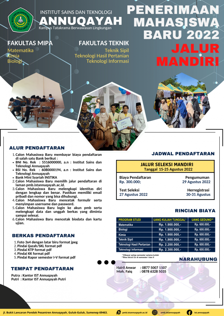 IST Annuqayah kembali Membuka Jalur Seleksi Mandiri