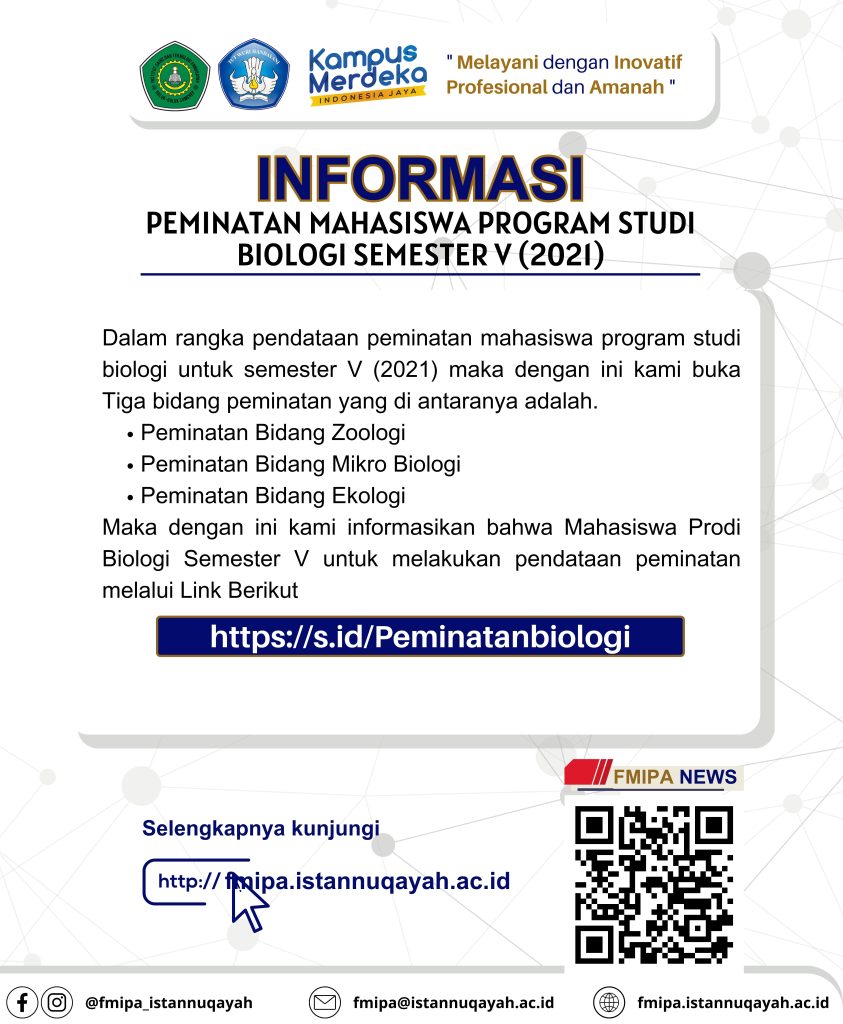 [INFO] Peminatan Mahasiswa Prodi Biologi Semester V (2021)
