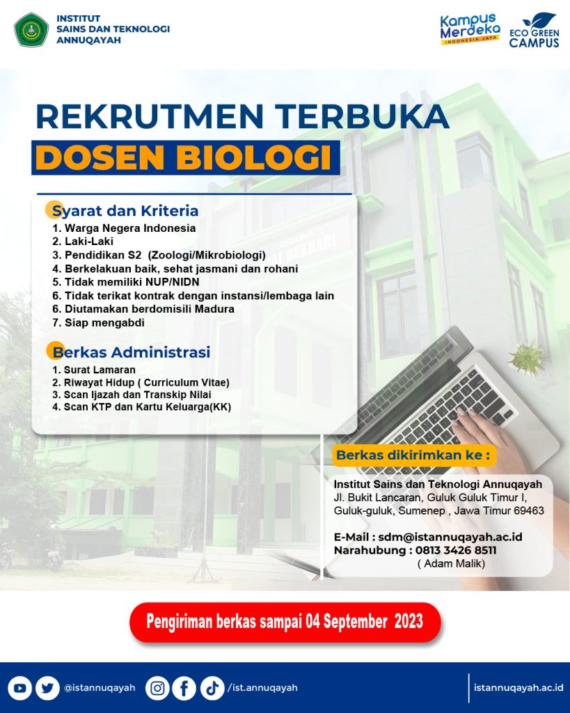 Rekrutmen Terbuka Dosen Biologi