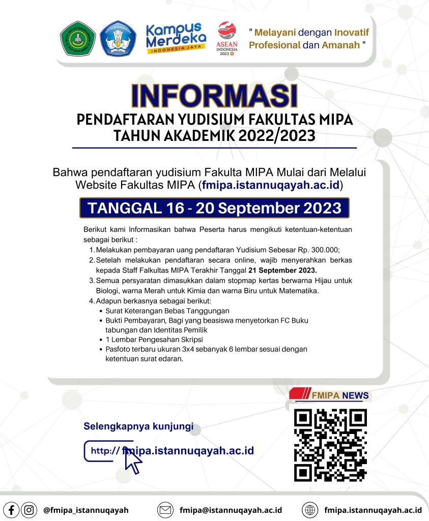 [INFO] Pendaftaran Yudisium TA. 2022/2023 Fakultas MIPA