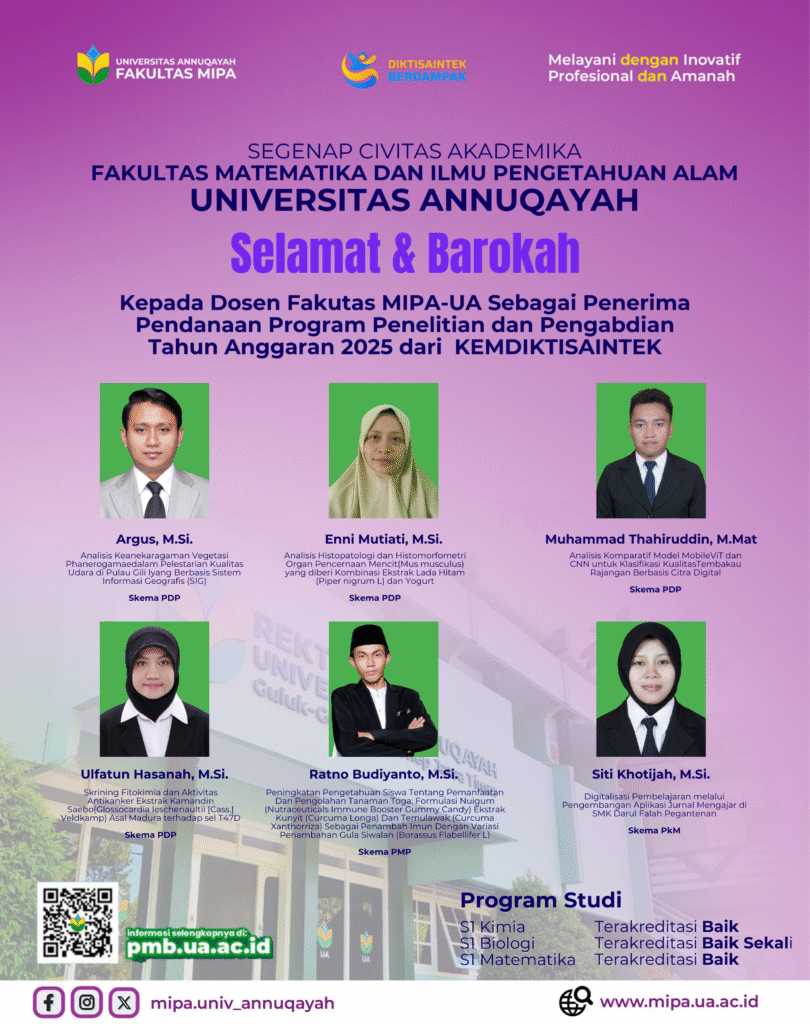 Dosen Fakultas MIPA Universitas Annuqayah Raih Pendanaan Program Penelitian dan Pengabdian Tahun Anggaran 2025 dari KEMDIKTI SAINTEK