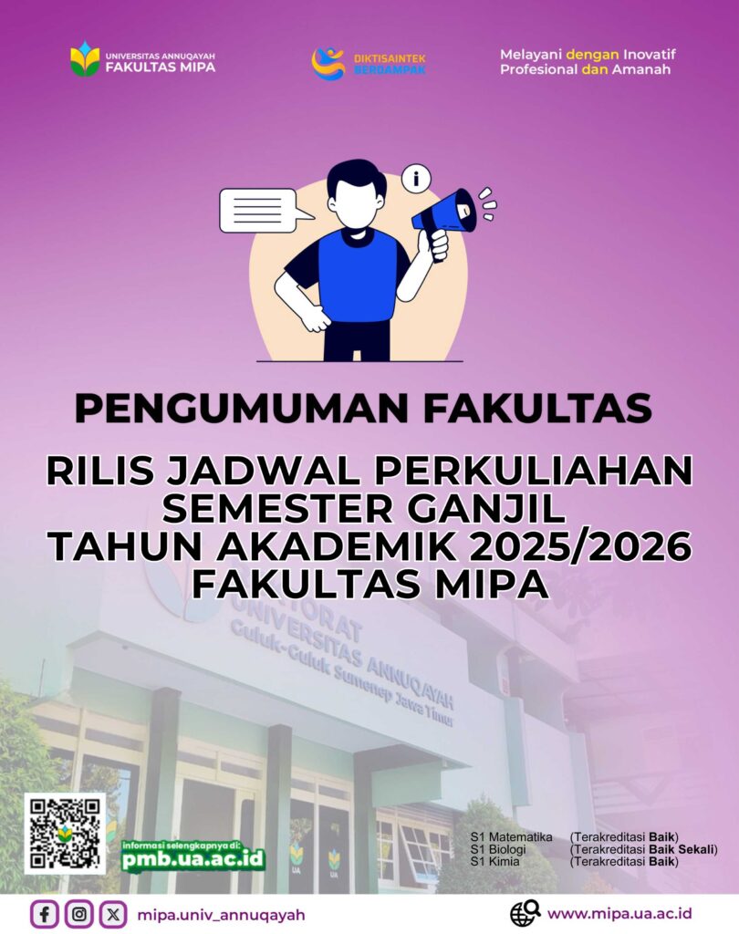 Pengumuman Jadwal Perkuliahan Semester Ganjil Tahun Akademik 2025/2026