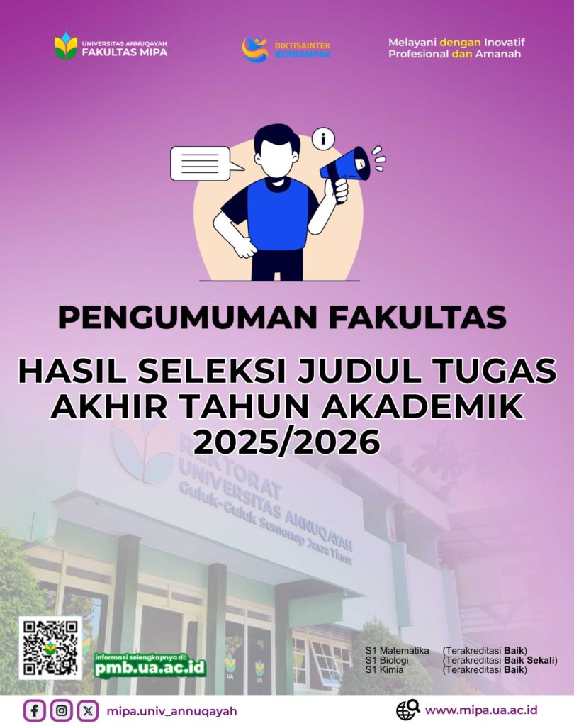 Fakultas MIPA Umumkan Hasil Seleksi Judul Tugas Akhir Mahasiswa Tahun Akademik 2025/2026