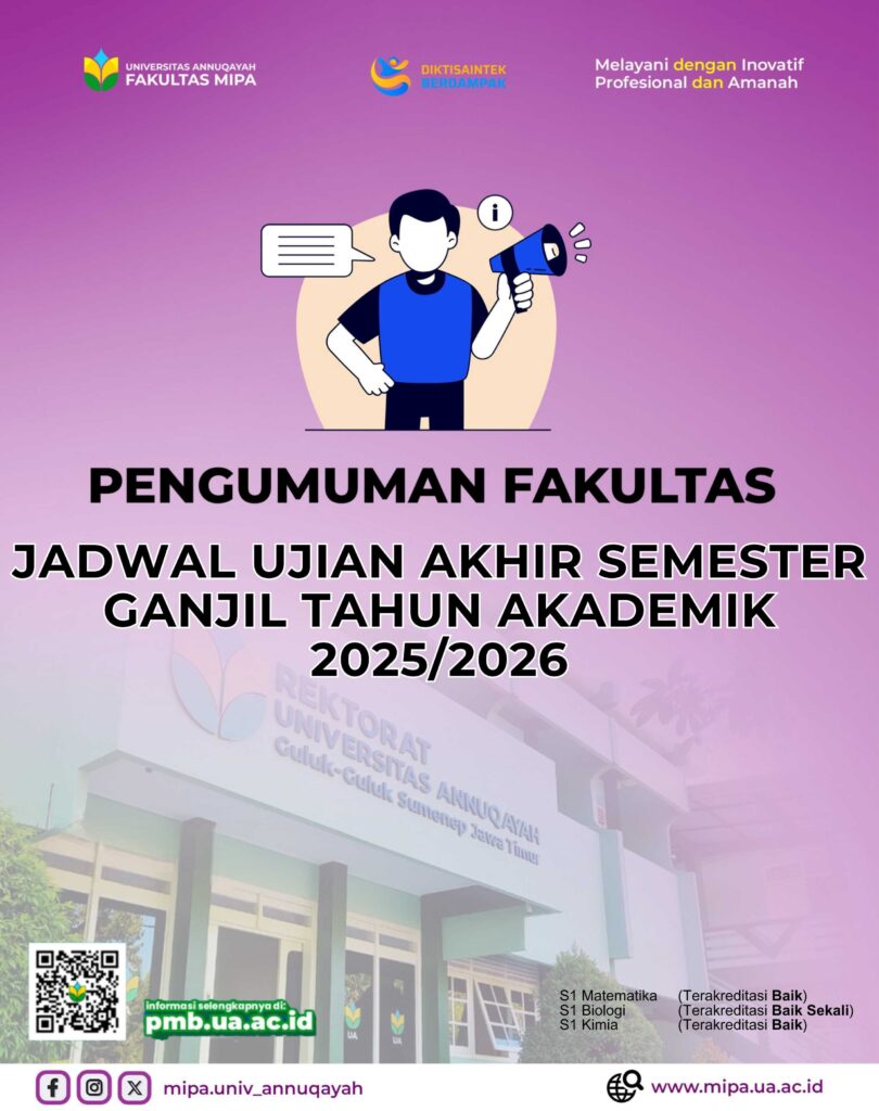 Jadwal Ujian Akhir Semester Ganjil TA. 2025/2026 Fakultas MIPA