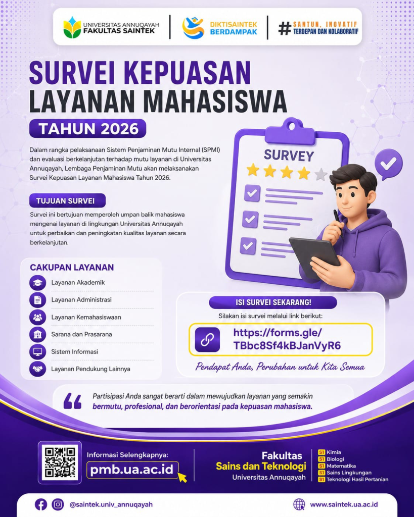 Survei Kepuasan Layanan Mahasiswa Tahun 2026 Fakultas Saintek – UA